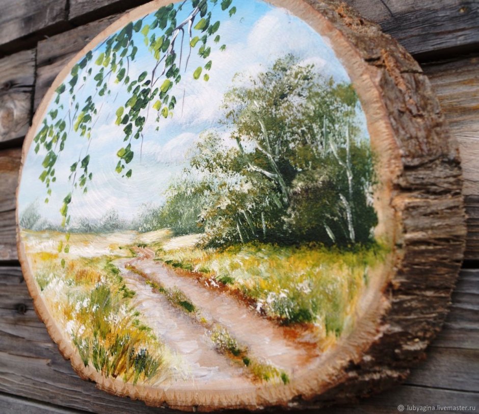 Рисование на спиле дерева