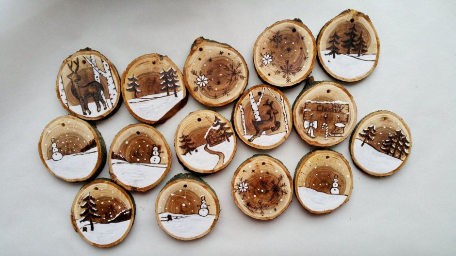 Выжигание на срезе дерева