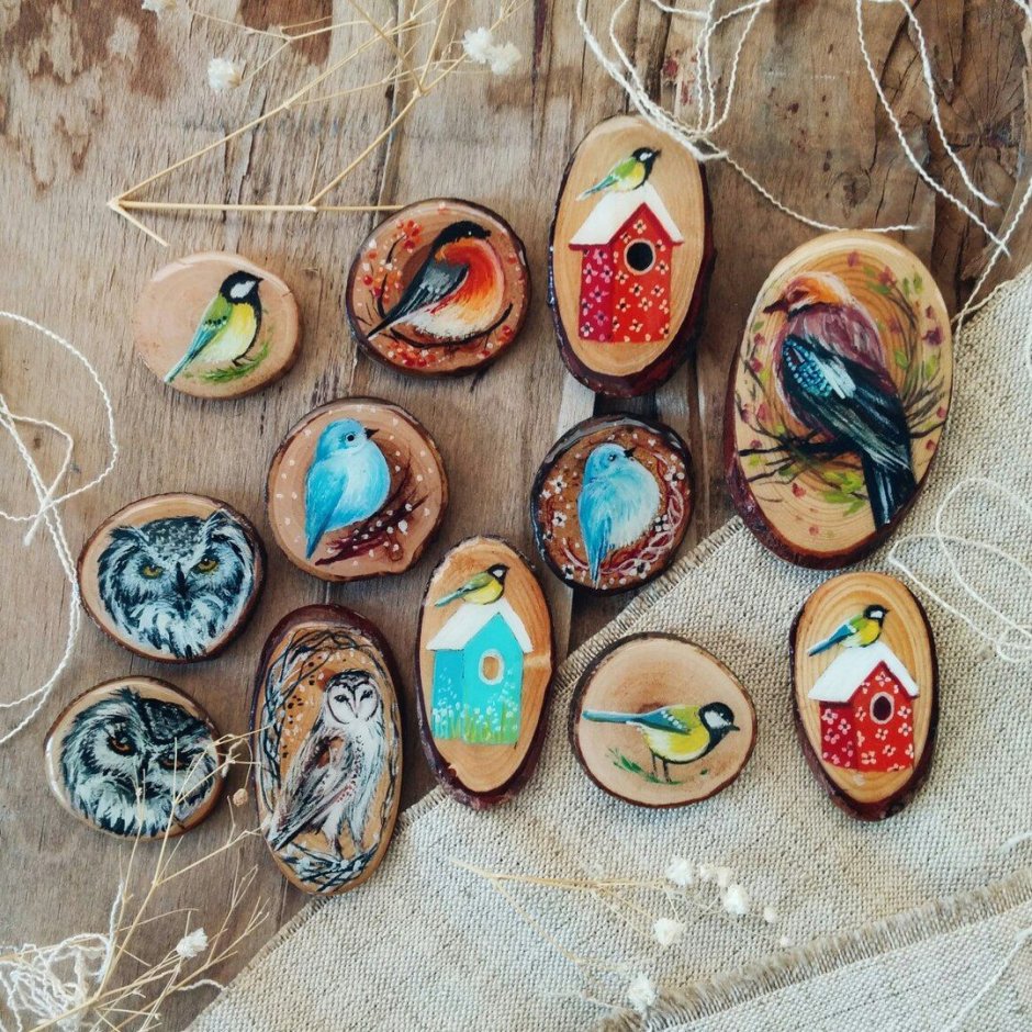 Пирография на спиле дерева