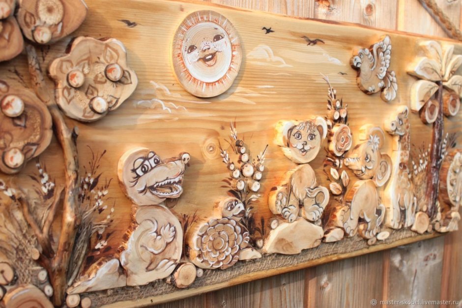 Магниты на срезе дерева