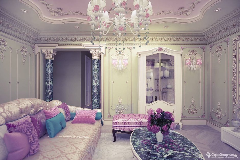 Гостиная голубая в стиле Барокко