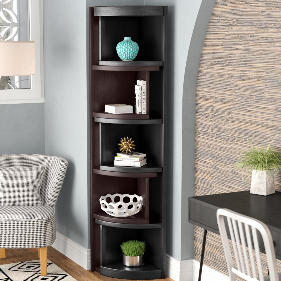 Угловой стеллаж в гостиную