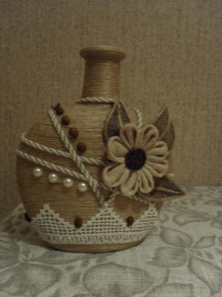 Бутылки из джута и Мешковины