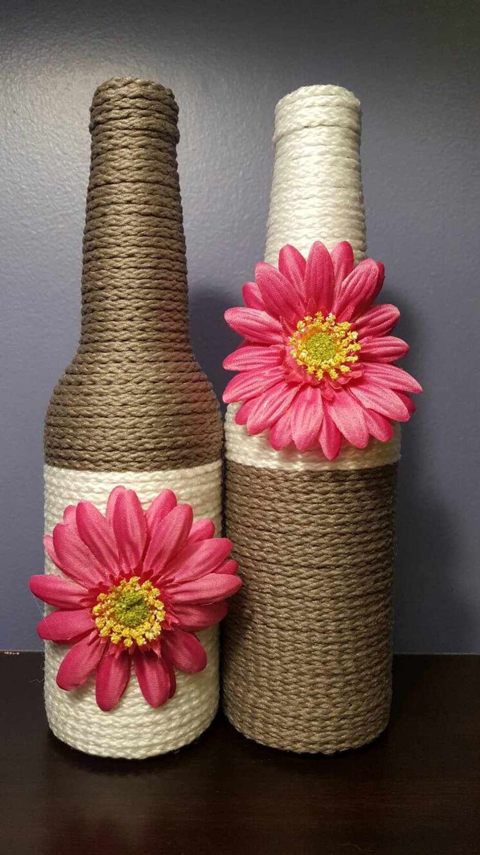 Декор бутылок нитками