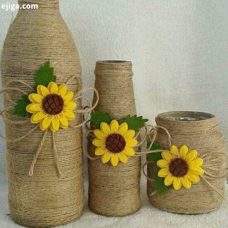 Декор вазы джутом