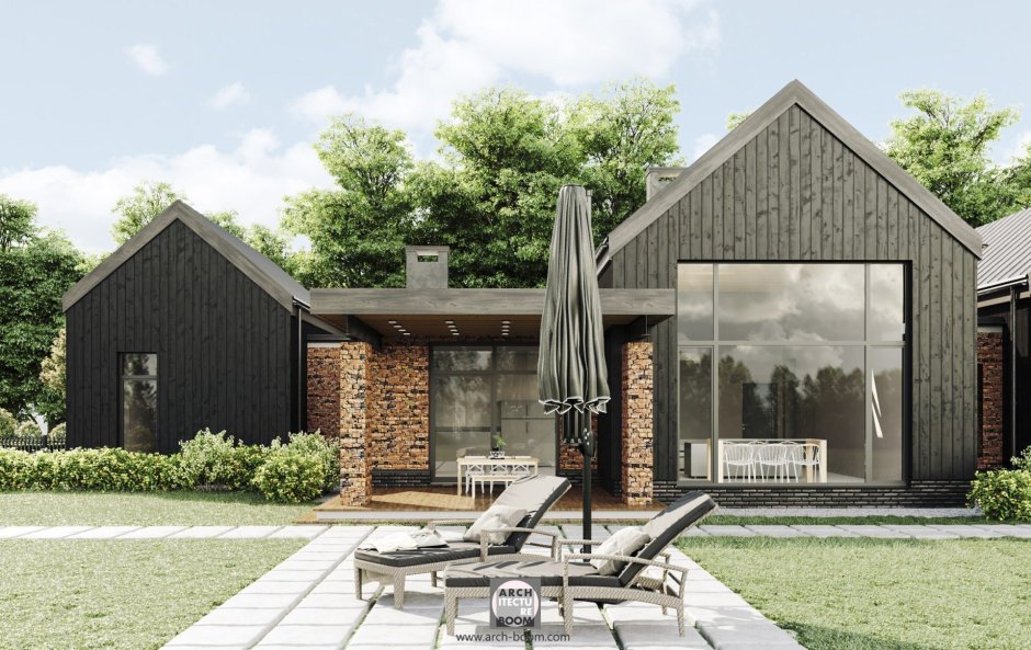 Каркасный дом в современном стиле в стиле барнхаус