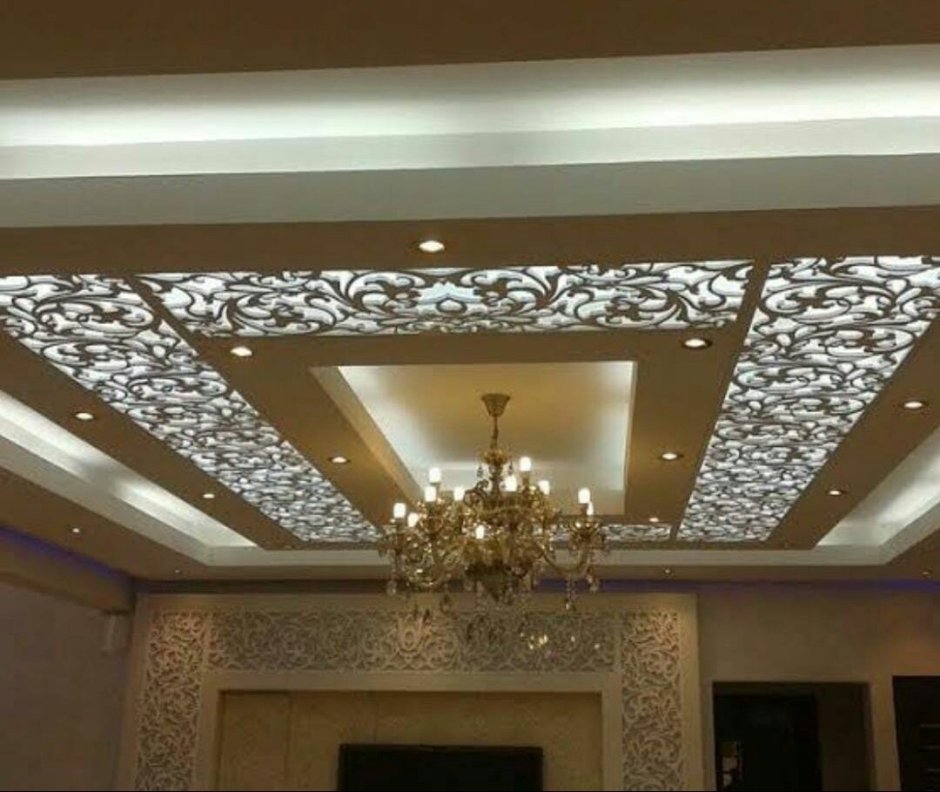 Декор потолка гипсокартоном