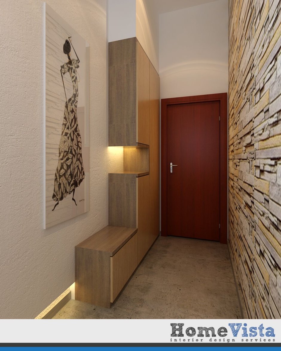 Отделка коридора искусственным камнем