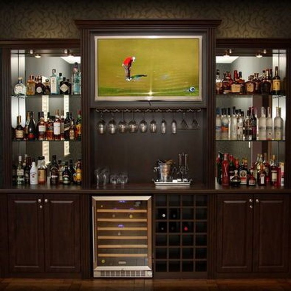 Угловой стеклянный бар