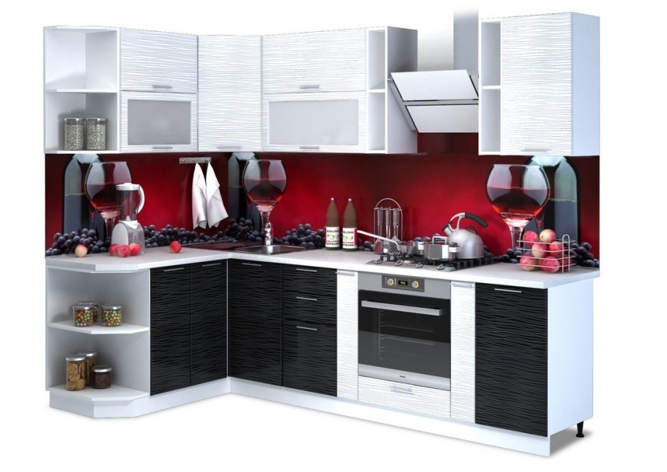 Кухня "Валерия-м страйп" черная