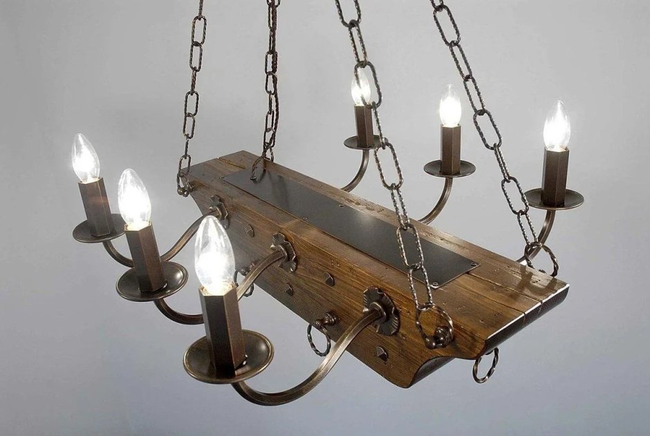 Люстры из дерева и металла