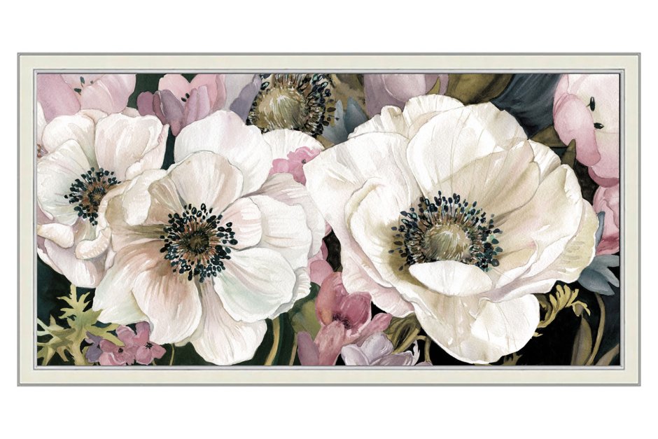 Репродукция в раме с декором 135х75 см анемоны