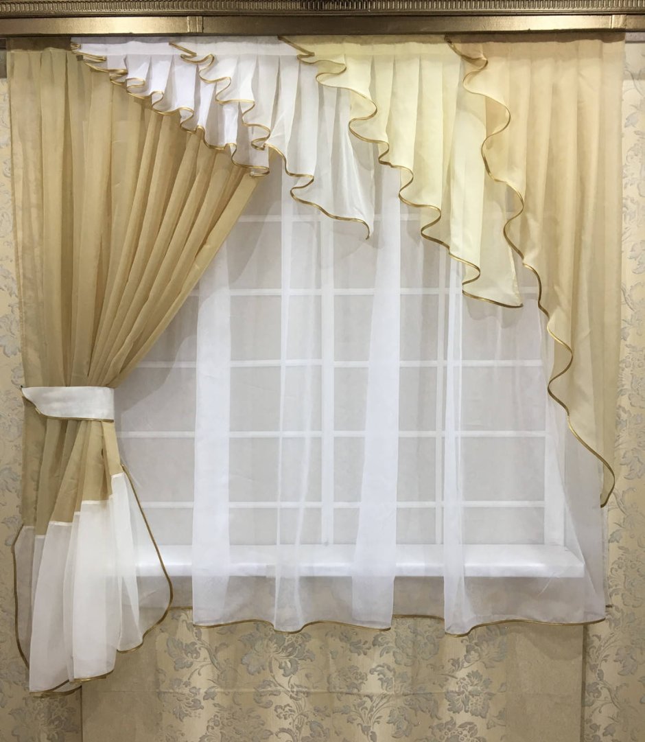 Лиловые шторы для кухни легкие