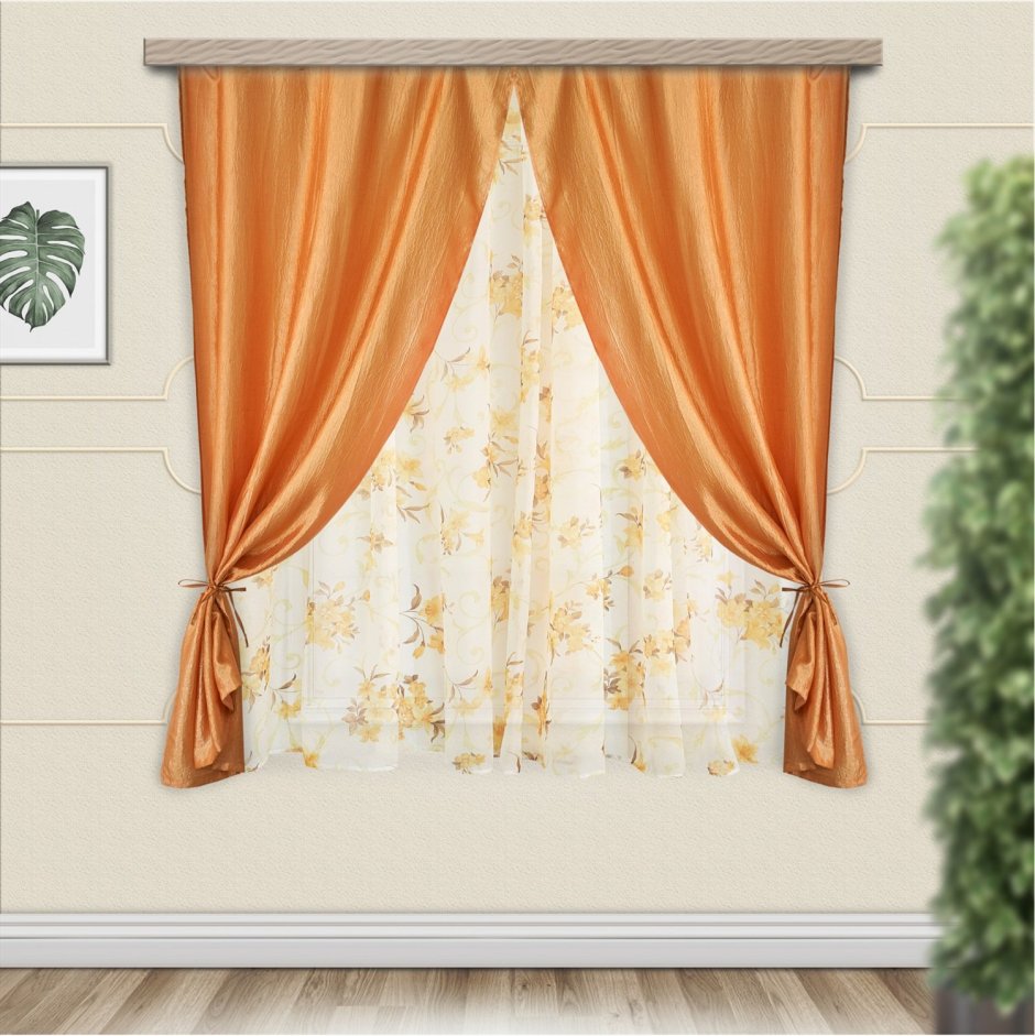 Комплект штор для кухни романтика 285*160 шампань
