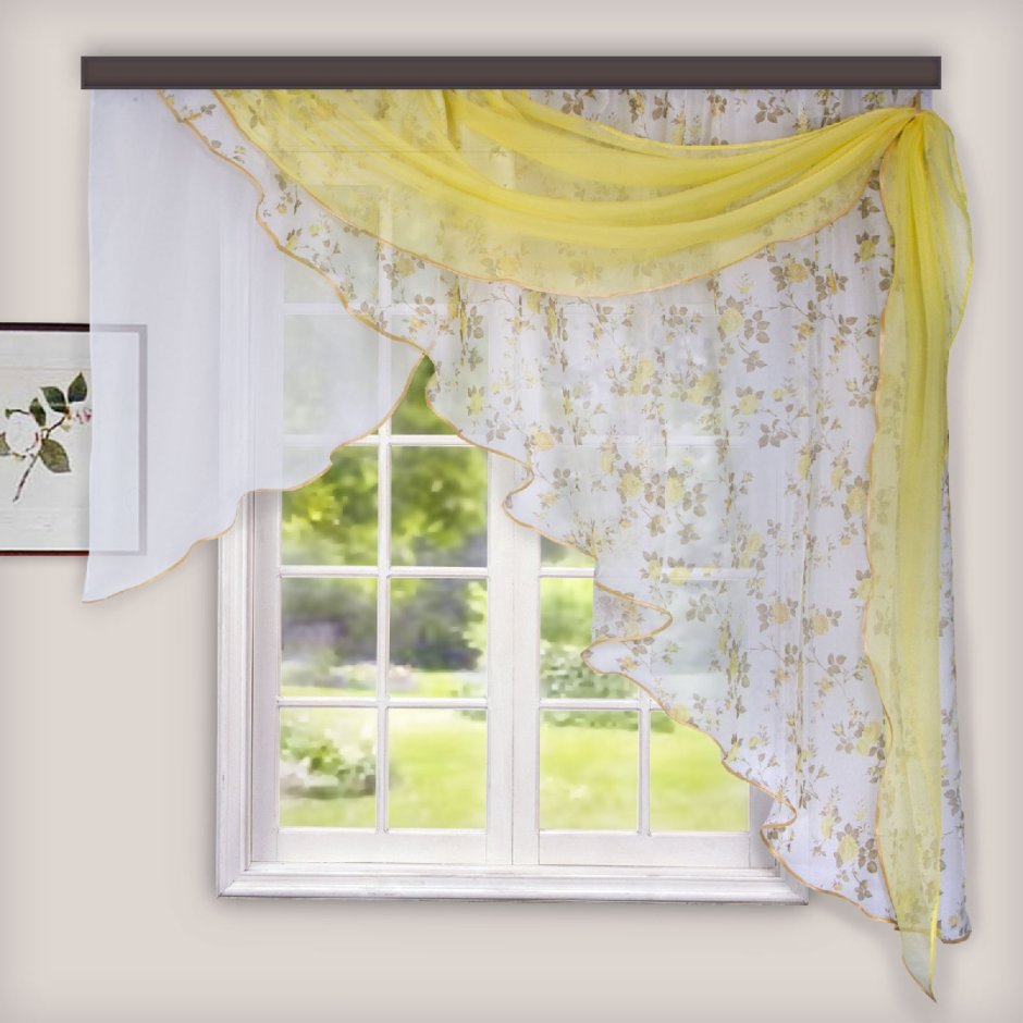 Штора для кухни WITERRA вуаль 260*160см коричневый бежевый