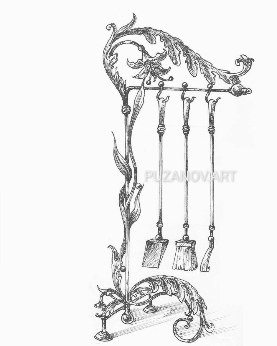 Каминные наборы кованые эскизы