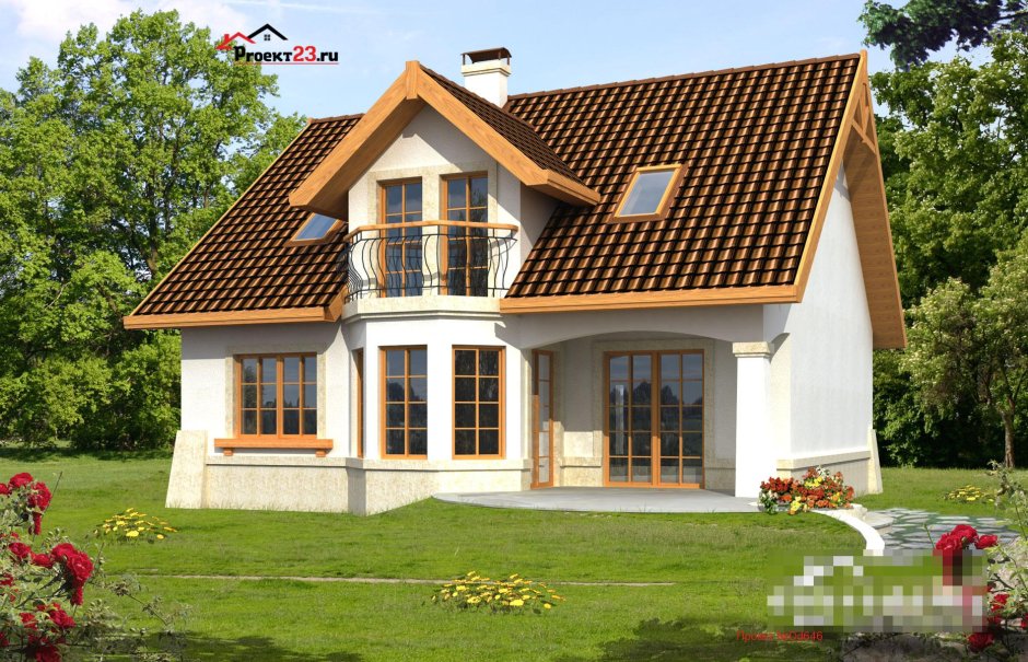 Дом с мансардой и балконом