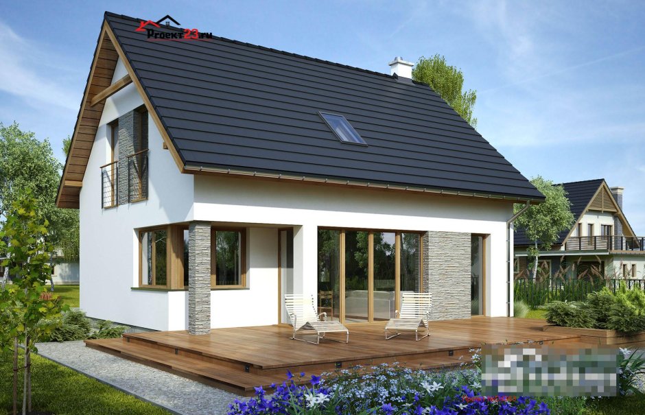 Компактный дом с мансардой и террасой