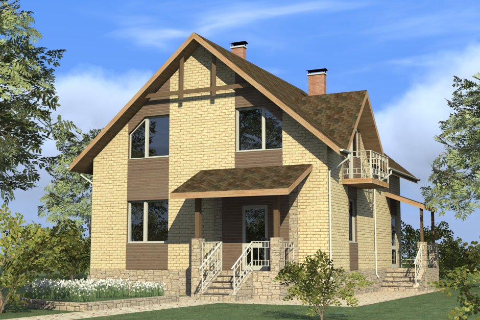 Кирпичный дом с мансардом