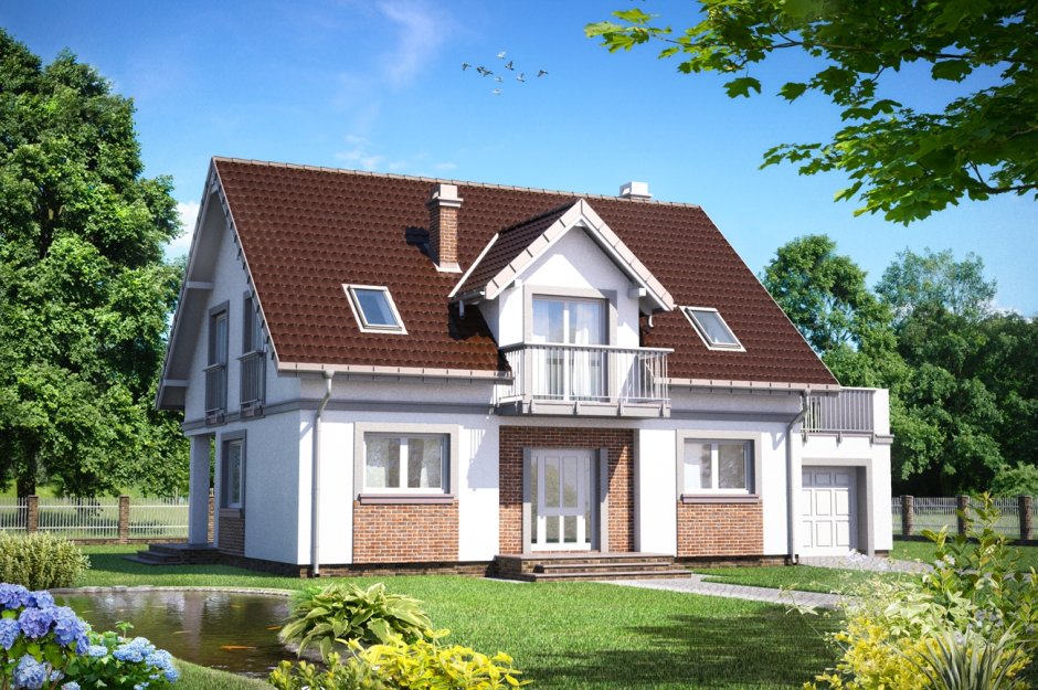 Полуторные дома с мансардой