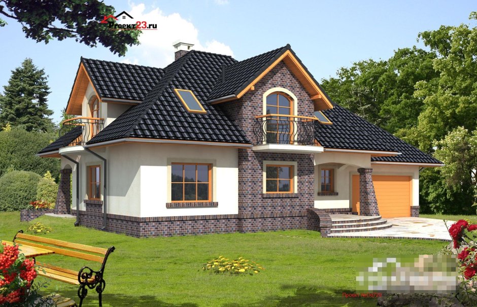 Дом с мансардой и террасой и гаражом 150м2