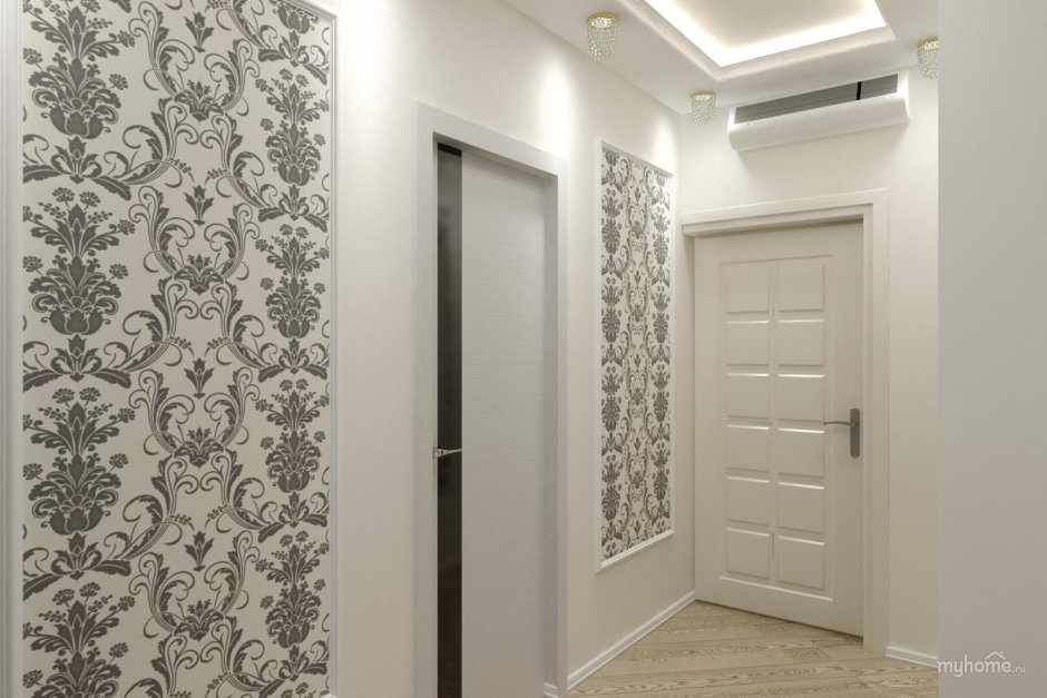 Прихожая с комбинированными обоями