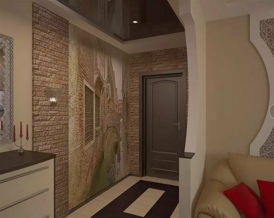 Декоративный камень в прихожей