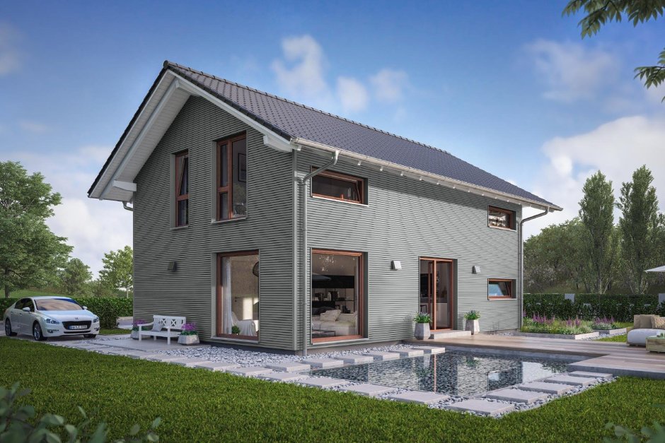 Дом двухскатная крыша серые