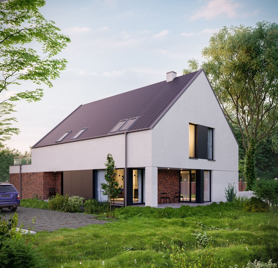 Красивые дома с двускатной крышей