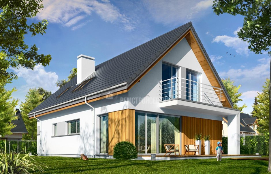 Дом с двускатной крышей