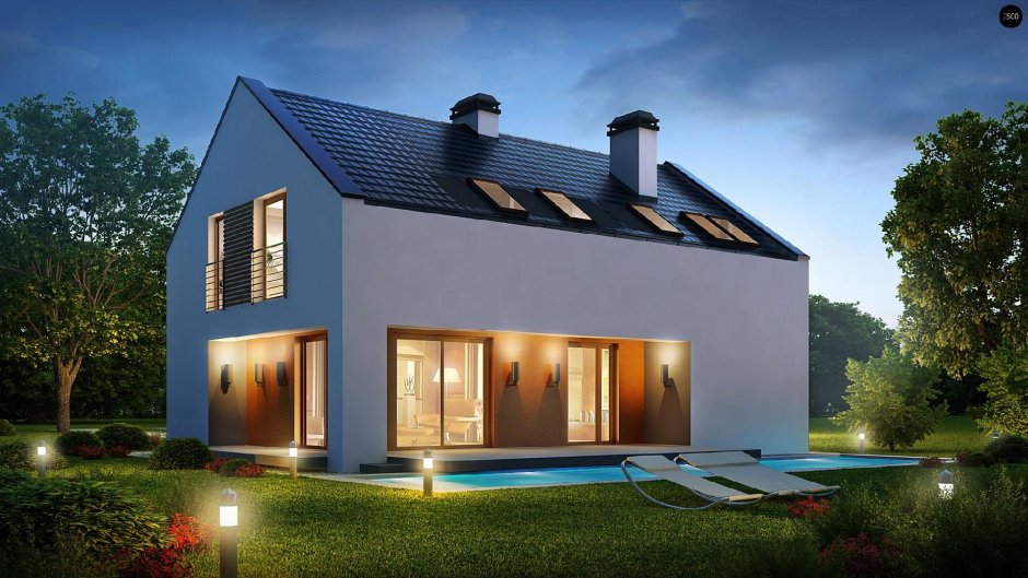 Дом 160м2 двускатная крыша