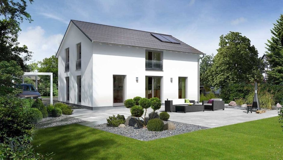 Дома в стиле Минимализм с двускатной крышей