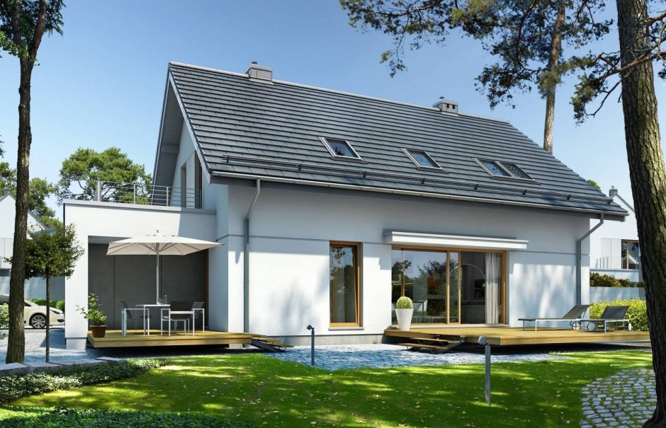 Дом с серой крышей