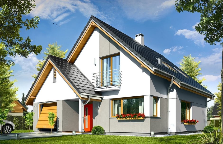 Дом с двускатной крышей