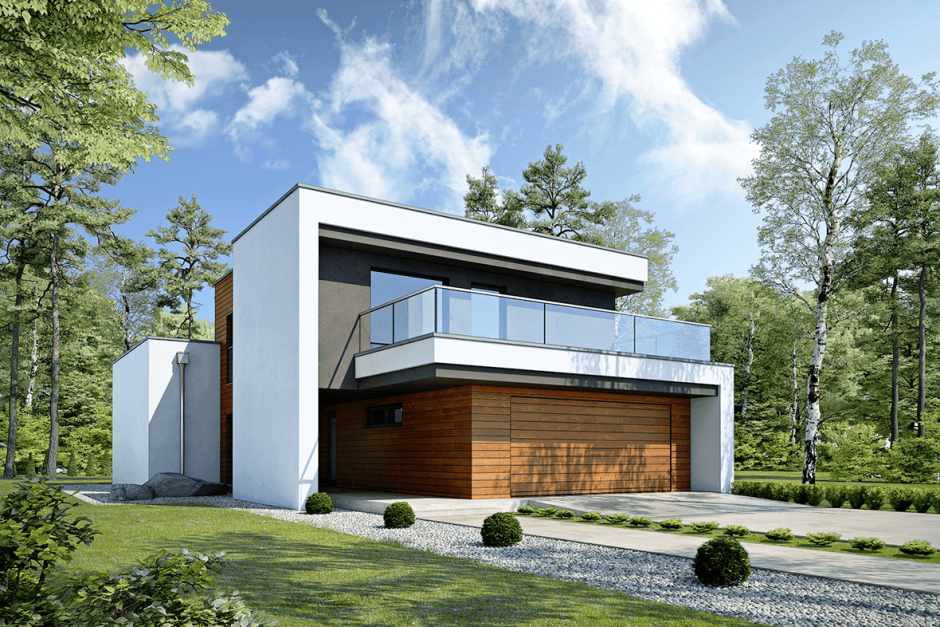 Дом с плоской крышей двухэтажный