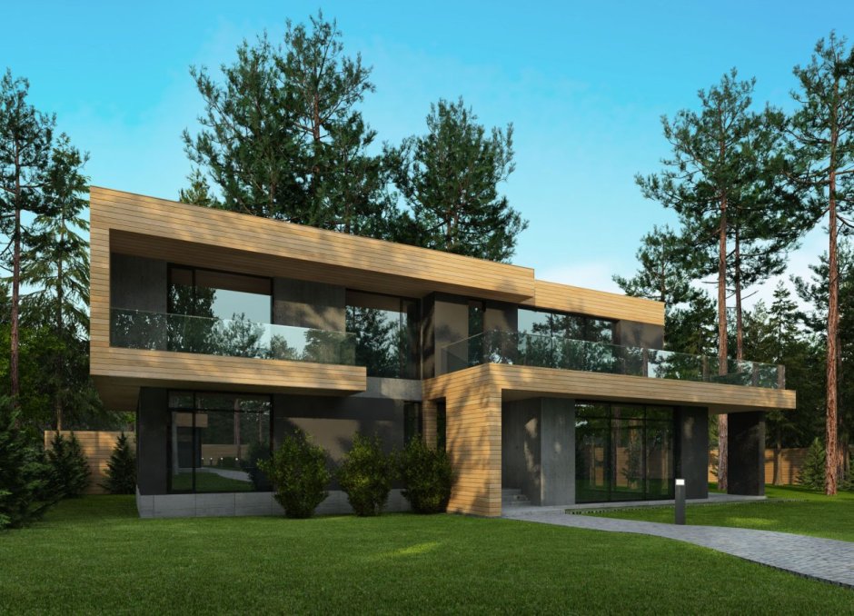 Каменный дом с плоской крышей