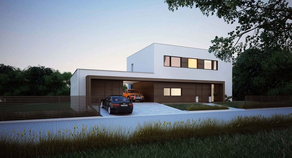 Фасад коттеджа в современном стиле