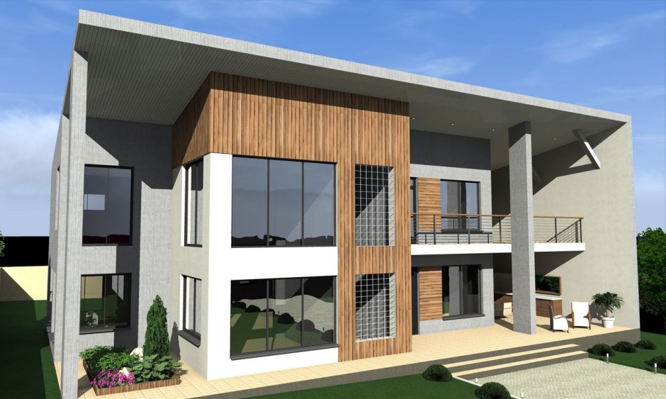 Дом с плоской крышей монолит 170 м