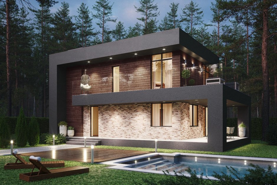 Дом с плоской крышей z500