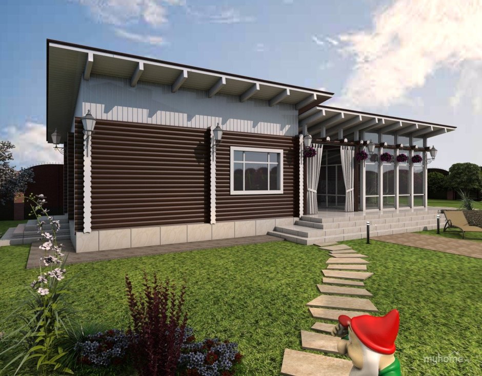 Дом барбекю баня с односкатной крышей