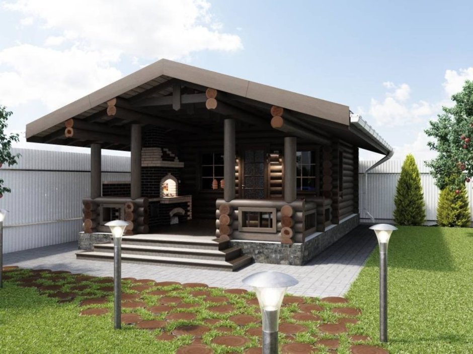 Баня с верандой и барбекю проекты 6х3