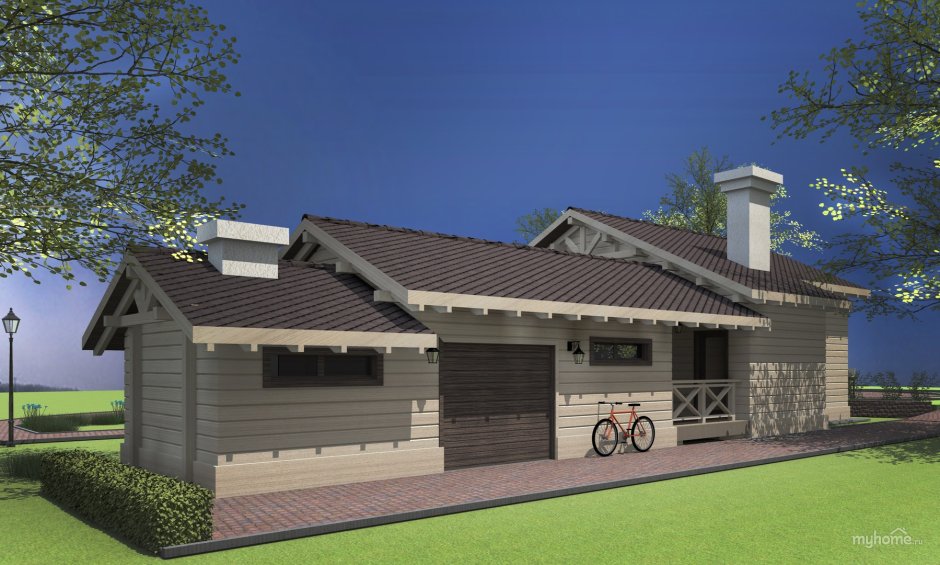 Баня с гаражом и террасой