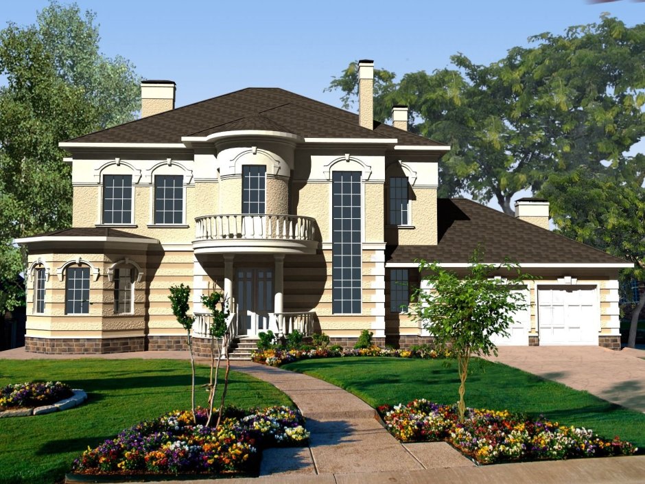 Фасад с эркером английский стиль