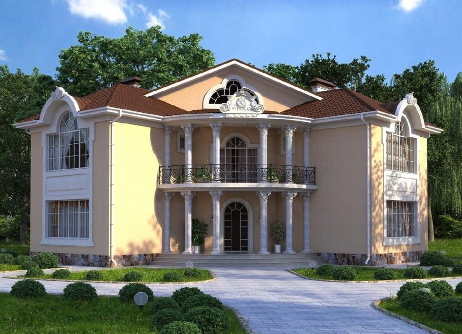 Белый двухэтажный дом