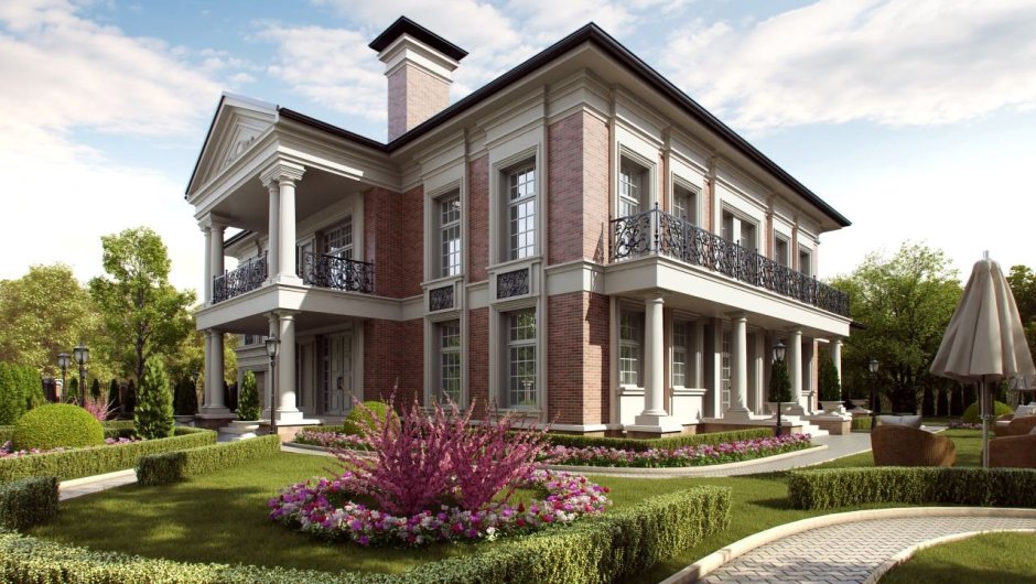 Двухэтажный особняк в стиле Ампир
