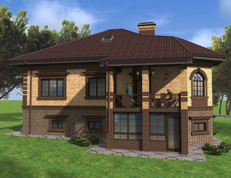 Одноэтажный дом с высоким цоколем