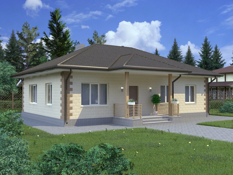 Одноэтажный домик из блоков