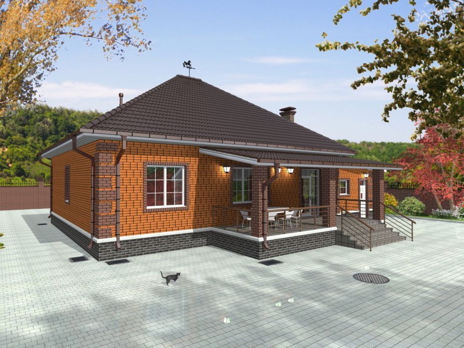 Одноэтажный кирпичный дом 90 кв м