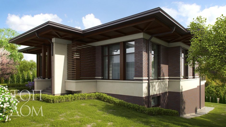 Одноэтажный дом с цоколем