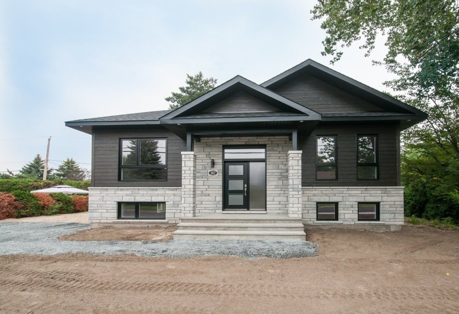 Одноэтажный дом серый кирпич